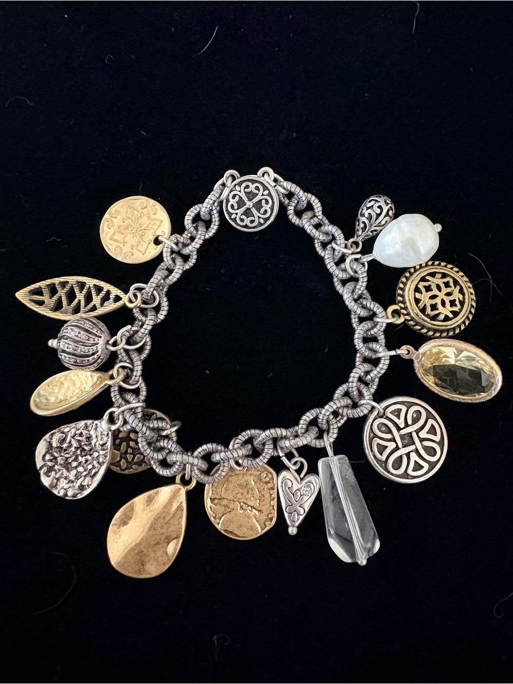 Charm Drop Bracelet with Gold and Silver Accents
